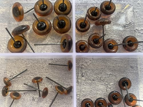heidifeathers Glass Eyes - Mixed Size Packs and Mixed Colour Packs. Small Eyes for Needle Felting Animals. Glass Eyes on a Spike, Easy Glue in. (Amber - Mixed Sizes 6mm, 8mm, 10mm and 12mm)