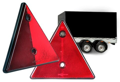 BISOMO 2X Reflektor Dreieck, Rückstrahler, Anhängerdreieck, Rot 150mm für PKW und Anhänger mit E-Prüfzeichen