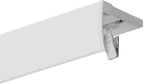 Voppi Deckenvorhang Small Schiene mit Blende weiß 140 cm pulverbeschichtet für Wohnzimmer Büro Esszimmer Aluminium