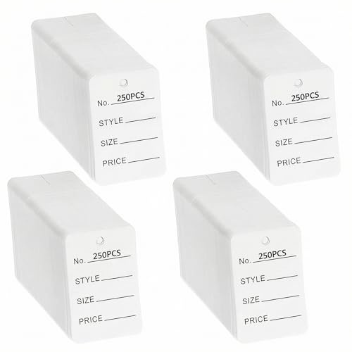 QWORK® QWORK® 1000PCS étiquettes de prix blanches, 3.2x5CM, avec trous pré-perforés, étiquettes de prix pour emballages et vêtements de pâtisserie