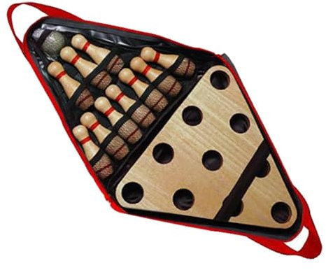 Oshhni Shuffleboard-Bowling-Pin-Set, Holz-Bowling-Set, lustig, mit Tragetasche, Desktop-Bowling-Spielzeug für Weihnachten, Erwachsene und Kinder