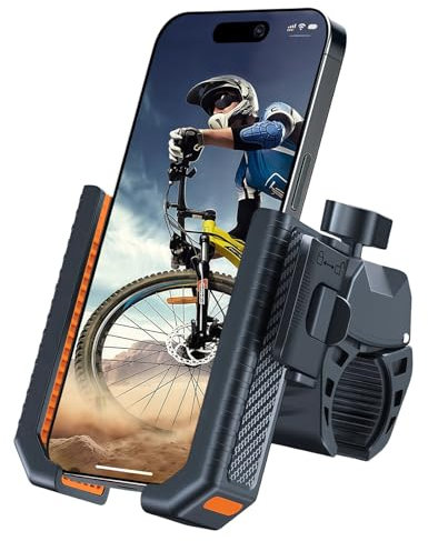 Supporto Telefono Bicicletta, Supporto Telefono Moto Antiscivolo Antivibrante, Porta Telefono Bici Manubrio Rotazione 360°, Universale Porta Telefono Moto Manubrio Holder, per 4.7-7 Smartphone
