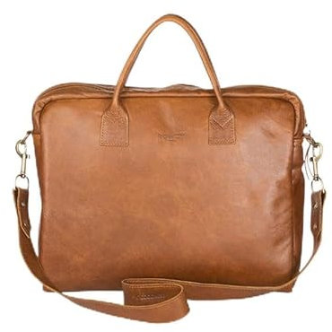 African Rainbow Craft Rowdy Leder Laptop Tasche - Handgefertigtes Echtes Namibisches Rinderleder Etui mit Abnehmbarem Schultergurt - Handtasche mit 15” Laptop Fächern für Männer und Frauen, Cedar