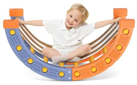 Brolteja Toddler Plastic Climbing Frame, Children's Tripod Ladder, Indoor Montessori Game Climbing Set (Arch & Cloth cover)