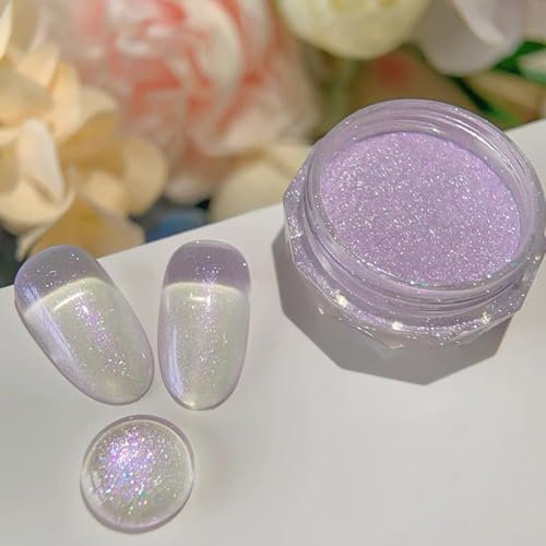 LZYWOD 1Jar Pearl Effect Nail Powder Sparkly Nail Glitter Powder High Gloss Shining Powder Pigment Aurora Decor Manicure Nail Crystal