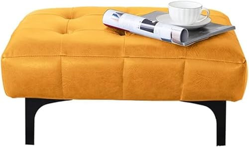 BEQLXTA Ottomanischer Hocker, Kleiner Schuhhocker aus Leder, Fußstütze für den Eingangsbereich, Ottomane, Bank, Fußhocker am Bettende für Chaiselongue, Liegesessel, Sofa (Farbe: Argento, Größe: 60 x