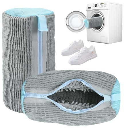 ILIYAH Shoe Washing Machine Bag - Reusable Laundry Bags for Shoe Cleaning Bag With Zipper 360°Soft Deep Cleaning for All Types Shoes(Grey)