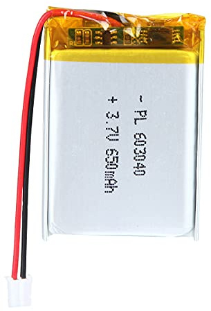 Batterie LiPo 3,7V 650mAh 603040 avec câble JST – Batterie lithium polymère rechargeable pour enceintes Bluetooth, projets DIY et appareils électroniques