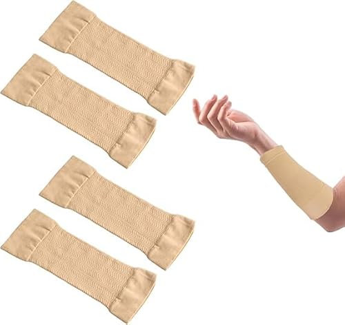 2 Pair Elastic Arm Compression Sleeves for Women,Upper Arm Supports for Muscle Pain,Lymphedema Armsleeve,Sleeves Slimming Shaper,for Lymphedema,Varicose Veins,Swelling, Arminjury,Sports(Flesh Color)
