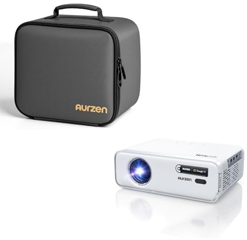 Aurzen EAZZE D1G Google TV Smart Projector + Protective Carrying Case, 4K Supported, Auto Focus & Keystone, Dolby Audio, Native 1080P, Portable for Home & Outdoor