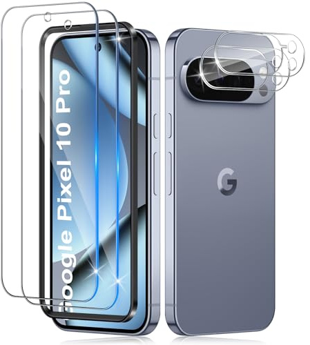 Xunzii 2 Piezas Protector de Pantalla para Google Pixel 10 Pro y 2 Piezas Protector de Lente de Cámara, 9H Dureza,HD Vidrio Templado, Cristal Templado-Transparente