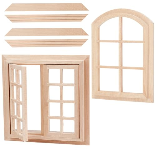 PH PandaHall 2 stili casa delle bambole telaio finestra modello obpenable finestra in legno per case delle bambole scala 1:12 finestre finestre in miniatura finestre per artigianato mini casa camera