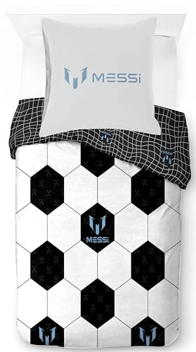 Jay Franco Messi Football Bettwäsche-Set – Superweiche Kinder-Bettwäsche mit Kissenbezug, NUR BETTBEZUG (Füllung Nicht enthalten), Weiß, 2-teilig Einzelbett