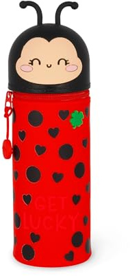 LEGAMI - Kawaii 2-in-1-Schultasche aus weichem Silikon, Ladybug, Tisch-Stifthalter, Reißverschluss, Stifte, Buntstifte, Filzstifte, H 20 cm