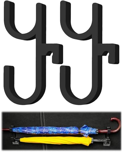 YEDPGUE 2 Piezas Soporte Paraguas para Coche, Clip Soporte Universal Gancho Portátil para Maletero de SUV Camión, Fácil de Instalar Sostener Abrigos Bolsos (Negro)
