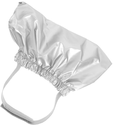 WEKAMOS Waterproof Pet Shower Cap for Dogs and Cats with Adjustable Strap, Satin and Eva Material, Silver Colour, for Bathing and Shower, Reusable and Comfortable