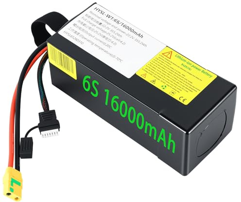 6S Lipo Battery 22.2V 16000mAH 100C 6S RC Battery with XT60 Plug for RC Car Truck Buggy RC Quadcopter Helicopter Airplane Racing Drone