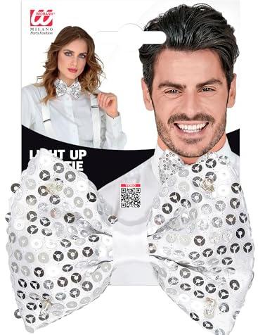 W WIDMANN MILANO Party Fashion - Fliege mit 4 LED-Lichtern, Bowtie, mit Pailletten, Accessoire, Karneval