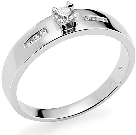 Orphelia Damen-Ring Gold & Diamond Collection 750 Weißgold rhodiniert Diamant (0.13 ct) weiß Rundschliff Gr. 58 (18.5) - RD-3379/58