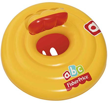 BESTWAY 93518 - Flotador Hinchable Infantil Fisher Price con Asiento Tipo Pañal Vinilo Resistente con Válvula de Seguridad para Inflado Rápido y 4 Cámaras de Aire