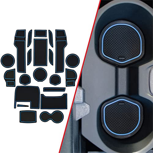 CupHolderHero fits Honda Civic Accessories 2013-2022 Premium Custom Interior Non Slip Anti Dust Cup Holder Inserts, Center Console Liner Mats, Door Pocket Liners 21 Pcs Set (Blue Trim)