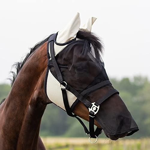 QHP Fliegenschutzmaske mit abnehmbarem Nasenteil (Pony, beige)