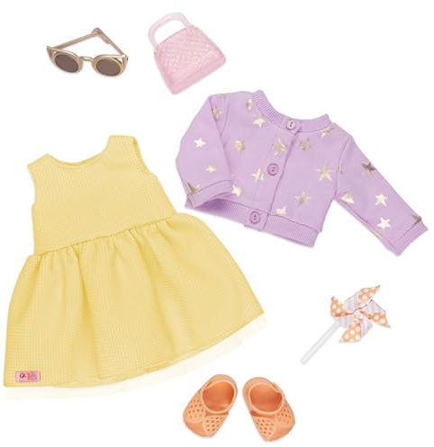Our Generation – 46 cm Puppenkleidung – Kleid Outfit – Mode-Set – Rollenspiel – Spielzeug für Kinder ab 3 Jahren – Sonne und Sterne