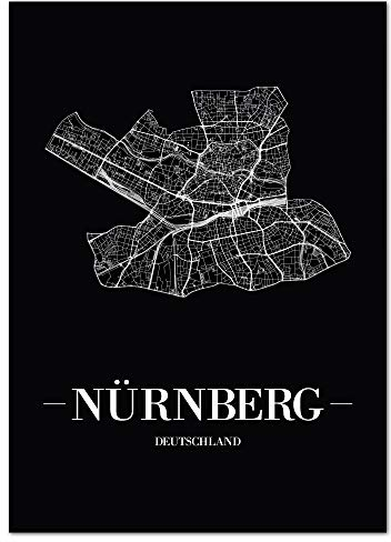 JUNIWORDS Stadtposter - Wähle Deine Stadt - Nürnberg - 60 x 90 cm Poster - Schrift A - Schwarz