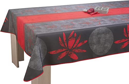 Le linge de Jules Tischdecke Fleckabweisende Lotus rot - Quadratisch 150x150 cm