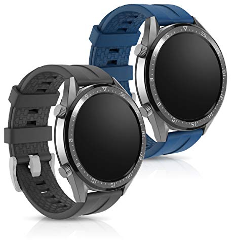 kwmobile Bracelet compatible avec Huawei Watch GT (46mm) bracelet - 2x bracelet de rechange en silicone pour fitness tracker
