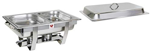 Beeketal Chafing Dish 'BCD-1' Profi Gastro Speisewärmer Set aus Edelstahl - Lieferumfang: 1x Grundgestell, 1x Wasserbecken, 1x Deckel, 2x Brennpaste Behälter, 2x Gastronorm Behälter
