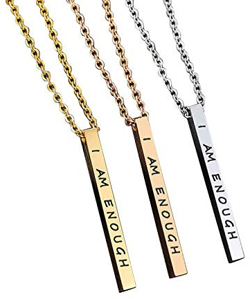KnSam Edelstahl Halskette Männer Halskette Herren Gold Graviertn I Am Enough Für Damen Silber