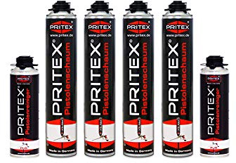 Bauschaum Set 4 x 750ml Pistolenschaum inkl. 2 Pistolenreiniger 500ml PU Schaum Montageschaum