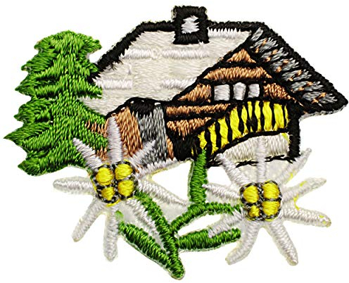 alles-meine.de GmbH Bügelbild - Haus & Edelweiß - Trachten - 4,2 cm * 3,4 cm - Aufnäher/Applikation/Aufbügler - gewebt - Bügelflicken/Hosenflicken - Bügelsticker - Kinder E..