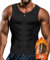 Yokald Herren Sauna Schweiß Weste Zipper Anzug Neopren Korsett Fitness Shapewear Kompression Taille Trainer Top Körperformer für Workout (Schwarz,2XL)