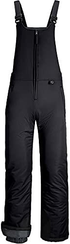 GEMYSE Damen Wasserdichte Winter Skihose mit verstellbaren Trägern Overall Winddichte Schneehose (Schwarz C,XL)