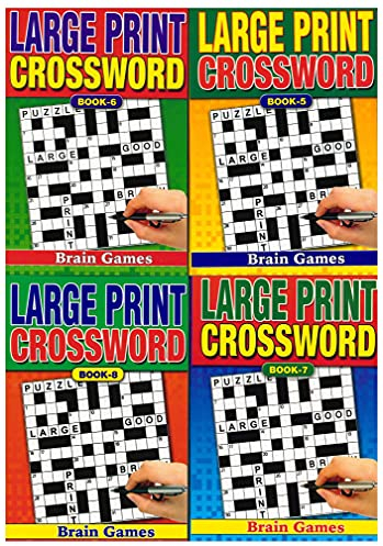 W.F. Graham Set of 4 Large Print Crossword Books 75 Puzzles Each Travel Puzzle Pad