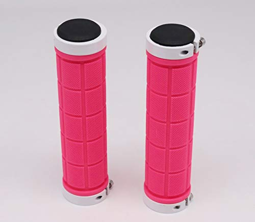 Fahrrad Lenker Griffe Lenkergriffe rutschfeste Gummi mit AluminiumRing für Rennrad Citybike Mountainbike Klapprad (Rosa)