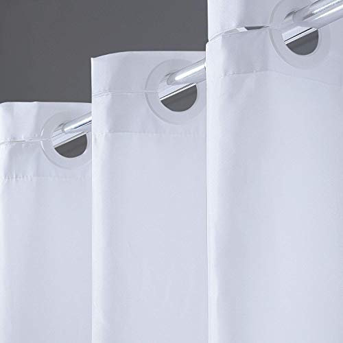 Furlinic Duschvorhang Überlänge Badvorhang Anti-schimmel für Dusche und Badewanne Textile Vorhänge aus Stoff Antibakteriell wasserdicht Extra Breit 240x183cm Weiß mit Großen Ösen.