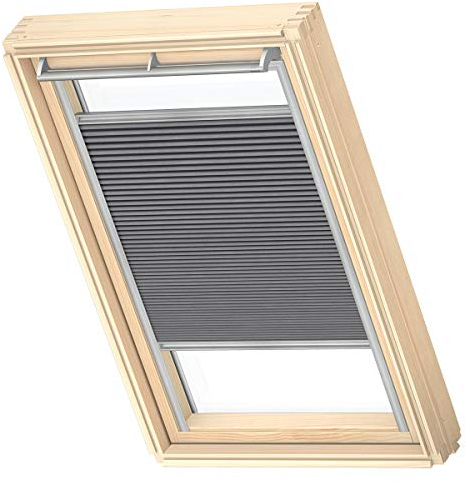 Velux CK04 Faltenvorhang, maximale Isolierung für Dachfenster, Dunkelgrau, mit grauer Seitenführung