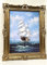 artissimo Segelschiffbilder Gemälde Segelschiff Antik Schiff auf dem Meer Wandkunst 90x70 Wandbild Antik Gemälde Kunstdruckbild mit Barockrahmen Gold