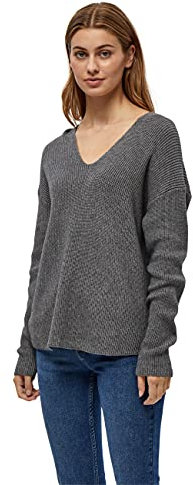 Desires Dita V-Neck, Jersey con cuello de pico para Mujer, Gris (8236 GREY MEL), L