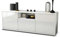 Stil.Zeit TV Schrank Lowboard, Akamu, Korpus Weiss matt, Front Hochglanz Design Weiß, (135x49x35cm), Push to Open Technik & Leichtlaufschienen