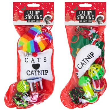 The Home Fusion Company Jouets pour chat - Chaussette de Noël - Cadeau amusant pour chat/chaton - Boules remplies