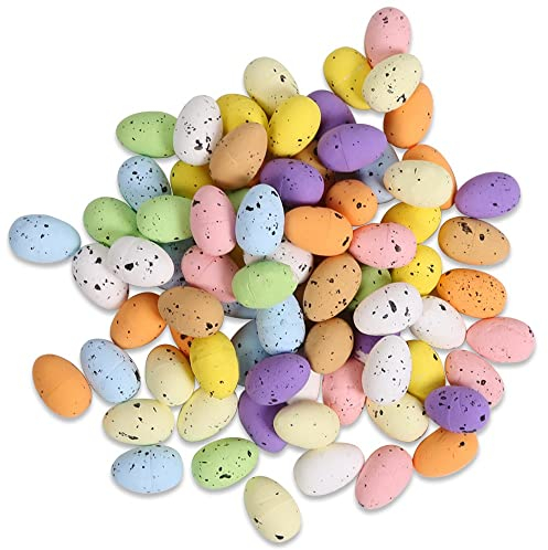FeiliandaJJ 100Pcs Ostern Deko Eier Bunt Mini Ostereier Schaum Ostereier zum Bemalen Ostern Dekorationen DIY Osterdekoration (3 x 1.8 cm, Bunt)