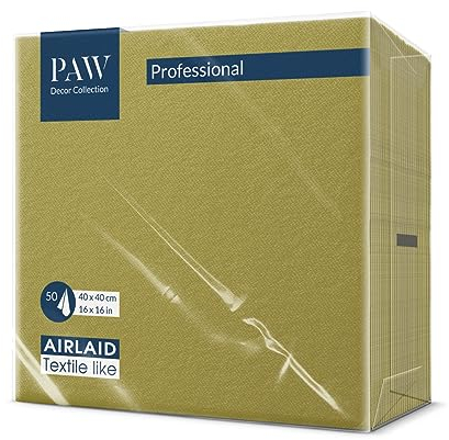 PAW - Servietten aus Airlaid - Stoffähnlich (40 x 40 cm) I 50 Stück I Ideal für Hochzeit, Taufe, Kommunion, Geburtstag I Stoffservietten - Einfarbig, Oliv I Farbe: Monocolor olive