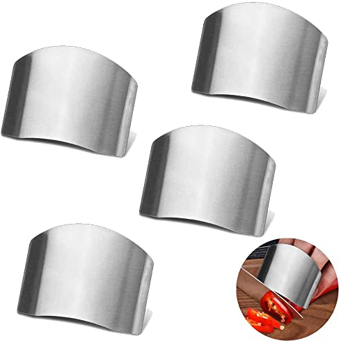 Stainless Steel Finger Guards, Kitchen Tool for Prot ecting Your Fingers from Knife Cutting Hurts,4 Pack