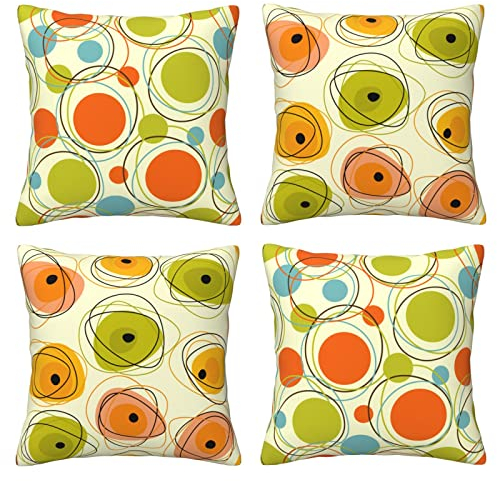 Worltoldb Mid Aentury Mittelalter Atomic abstrakte geometrische Kissenbezüge Set mit 4 dekorativen weichen Leinenstoff quadratisch Boho 60er 70er 80er Jahre Kissenbezug für Zimmer Schlafzimmer Sofa