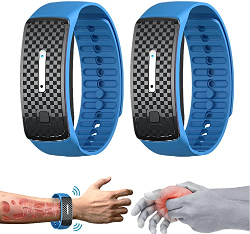 1/2 Stücke MXhealth Ultrasonic Ionic Gout Armreif, Mutso Ultraschall Körperform Armband,Matteo Ultraschall-Körperform-Armband, Ultrasonic Body Shape Wristband Für Männer Frauen (2 Stücke Blau)