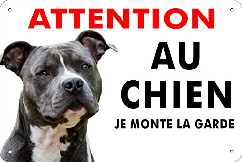 Pubblimania AMSTAFF Panneau signalétique pour chien en aluminium rigide, d’une épaisseur de 3 mm pour extérieur - intérieur (Amstaff Noir Cm 20x15)
